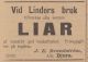 Annons i Dalpilen 1897 om att köpa liar från Lindors bruk
