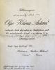 Dödsbrev efter Olga Åslunds död 26 Sept 1921