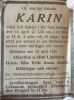 Dödsnotis i tidningen efter Karin Lindbloms död 14 Apr 1925, 2